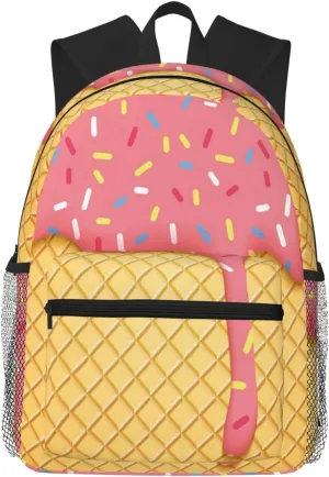 Wurton Ice Cream And Waffle Pattern Print Multipurpose Casual Bag With Fashionable Travel,Work Outdoor Activities Backpack