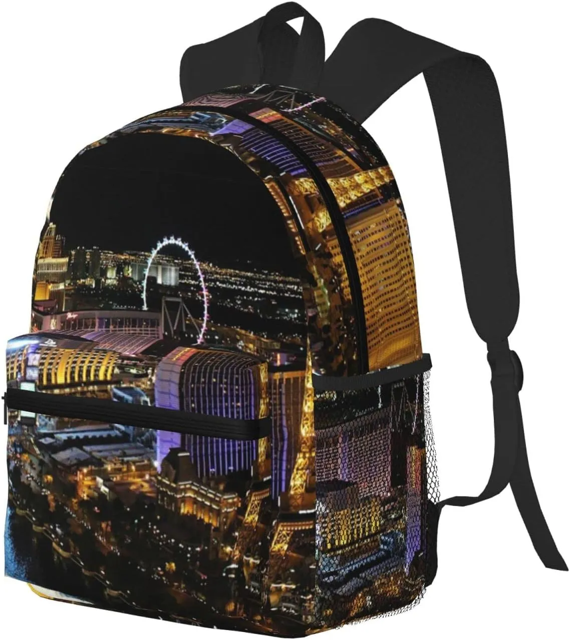 Wurton Las Vegas Night View Print Multipurpose Casual Bag With Fashionable Travel,Work Outdoor Activities Backpack