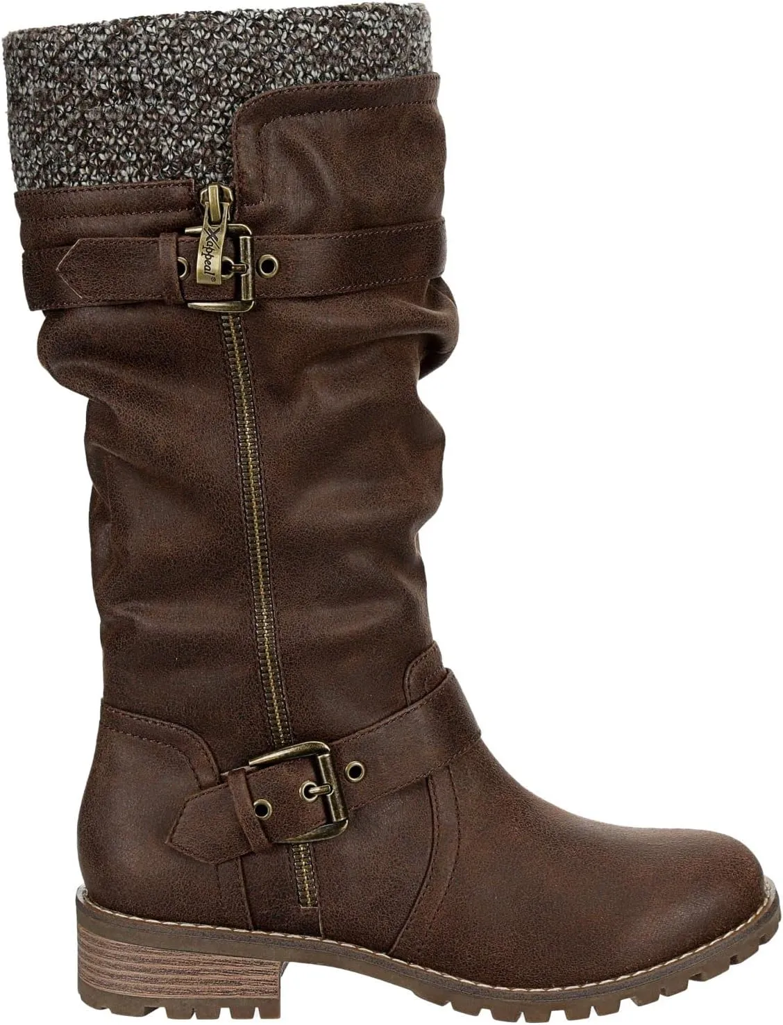 XAPPEAL Chelsey - Women's Tall Knee High Fashion Riding Boots with Buckle Accent