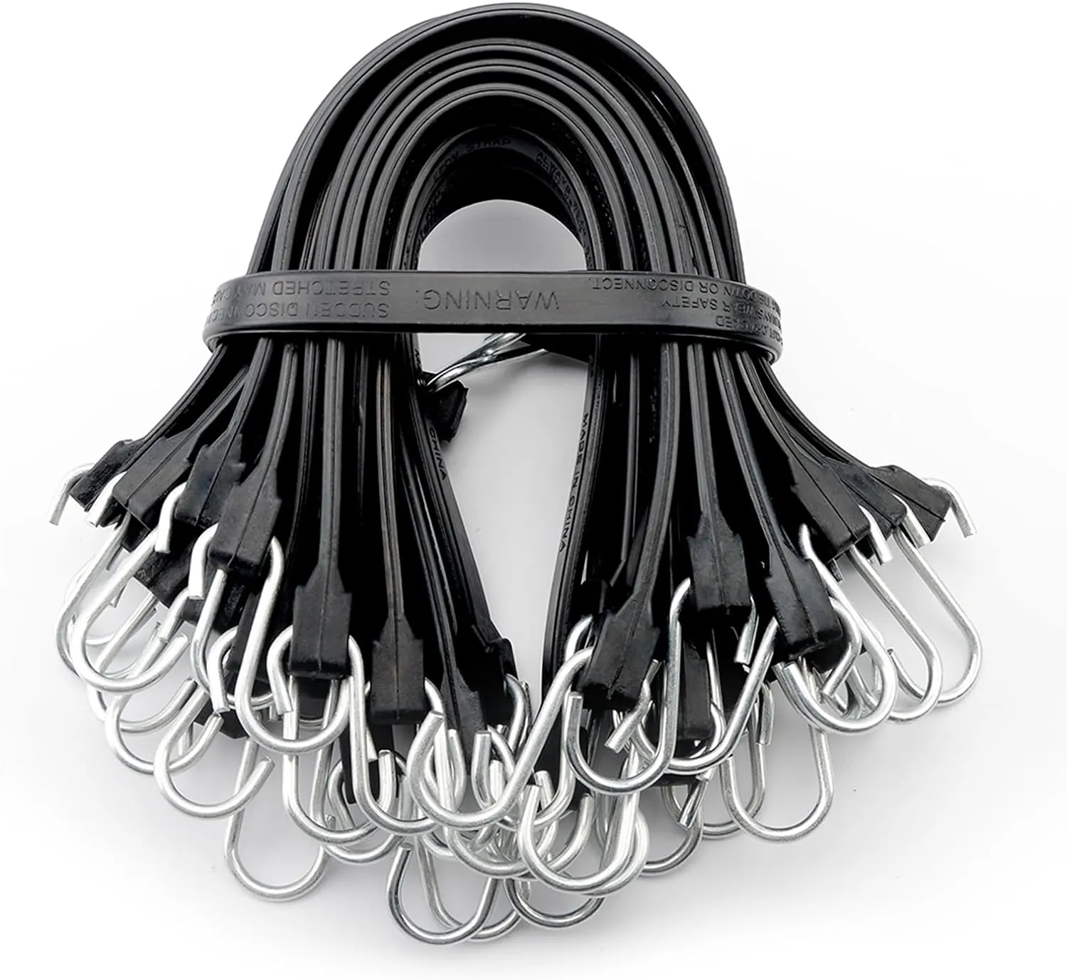 XSTRAP STANDARD 20 Pack 15'' Adjustable Rubber Tarp Straps, EPDM Bungee Cords with Hooks, Ideal for Securing Tarps, Canvases, Flatbed Trailers
