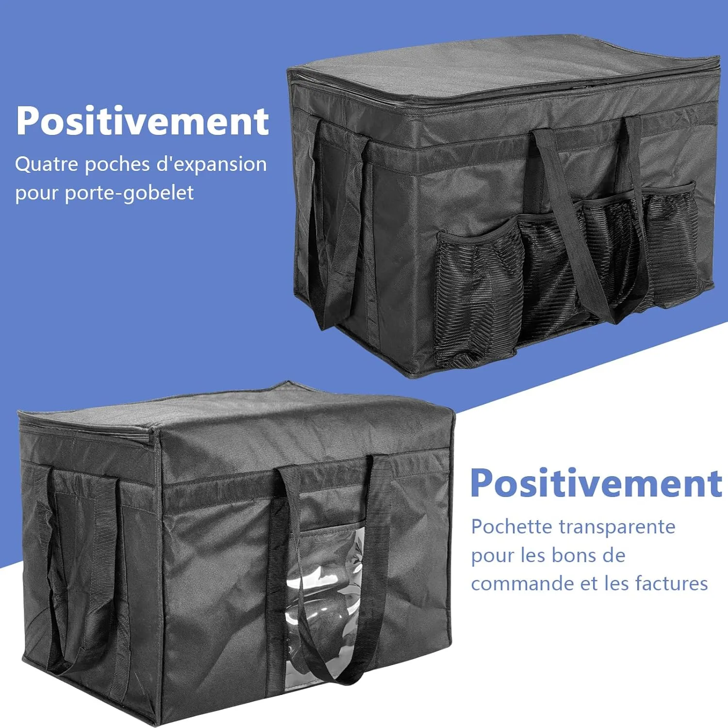 XXXL Large Insulated Collapsible Cooler Bags with Zipper Closure, Reusable Grocery Shopping Bags Keep Food Hot or Cold,Ideal for Catering,Grocery Transport,23 x 15 x 14 inches