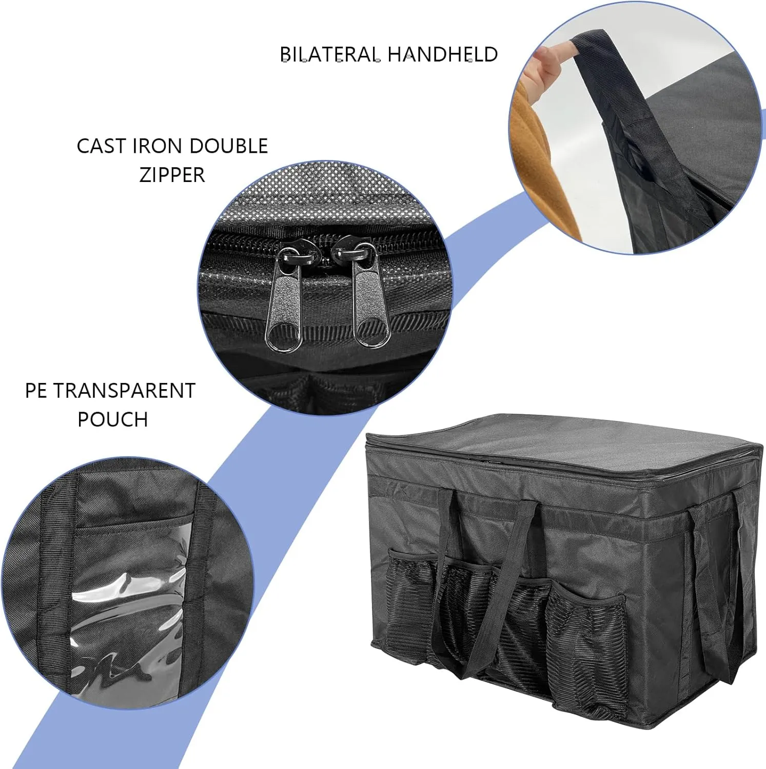XXXL Large Insulated Collapsible Cooler Bags with Zipper Closure, Reusable Grocery Shopping Bags Keep Food Hot or Cold,Ideal for Catering,Grocery Transport,23 x 15 x 14 inches