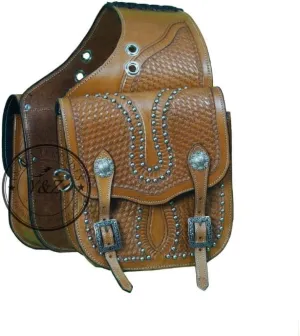 Y&Z Classic Western Leather Saddle Bag - Medium - Coffee Brown, Antique Rough Out Finish, Premium Imported Horse Saddle Bag with Stainless Steel Hardware, Stylish Equestrian Accessory for Horse Riding