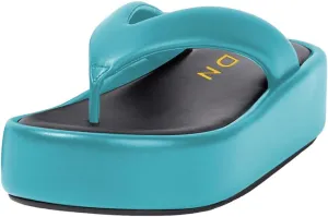 YDN Women Dressy Platform Slippers Almond Open Toe Sandals Slip on Flat Flip Flops Wedge Low Heels Shoes Party Daily Size 4-15 US