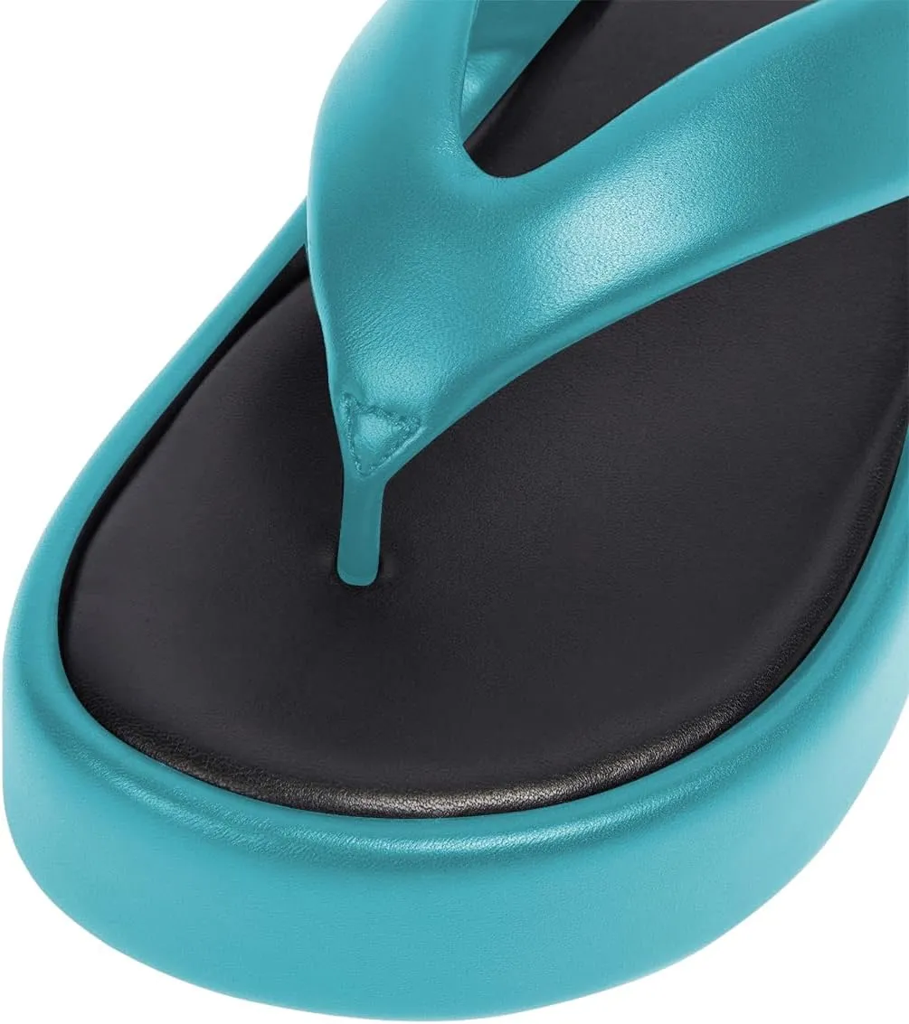 YDN Women Dressy Platform Slippers Almond Open Toe Sandals Slip on Flat Flip Flops Wedge Low Heels Shoes Party Daily Size 4-15 US