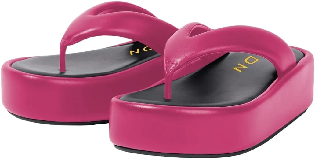 YDN Women Dressy Platform Slippers Almond Open Toe Sandals Slip on Flat Flip Flops Wedge Low Heels Shoes Party Daily Size 4-15 US