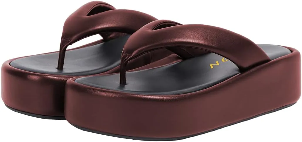 YDN Women Dressy Platform Slippers Almond Open Toe Sandals Slip on Flat Flip Flops Wedge Low Heels Shoes Party Daily Size 4-15 US