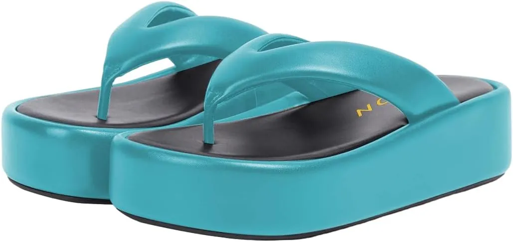 YDN Women Dressy Platform Slippers Almond Open Toe Sandals Slip on Flat Flip Flops Wedge Low Heels Shoes Party Daily Size 4-15 US