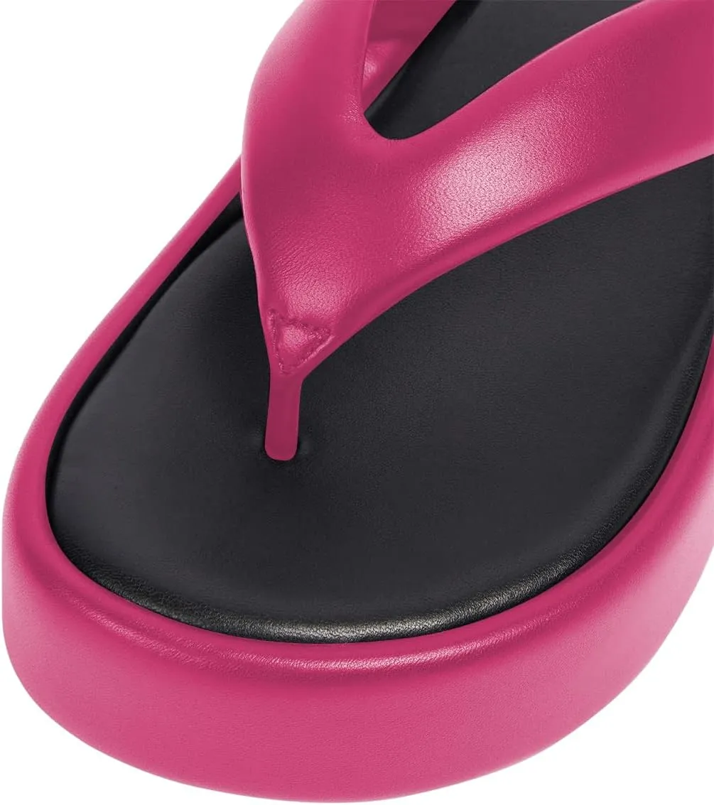 YDN Women Dressy Platform Slippers Almond Open Toe Sandals Slip on Flat Flip Flops Wedge Low Heels Shoes Party Daily Size 4-15 US