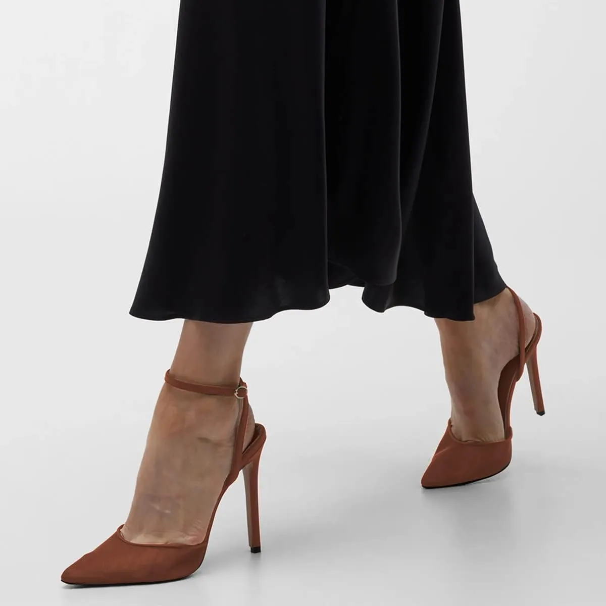 YDN Women Sexy Mesh Pointed Toe Pumps Backless Ankle Strap Stiletto High Heels Fashion Party Dance Shoes Size 4-15 US