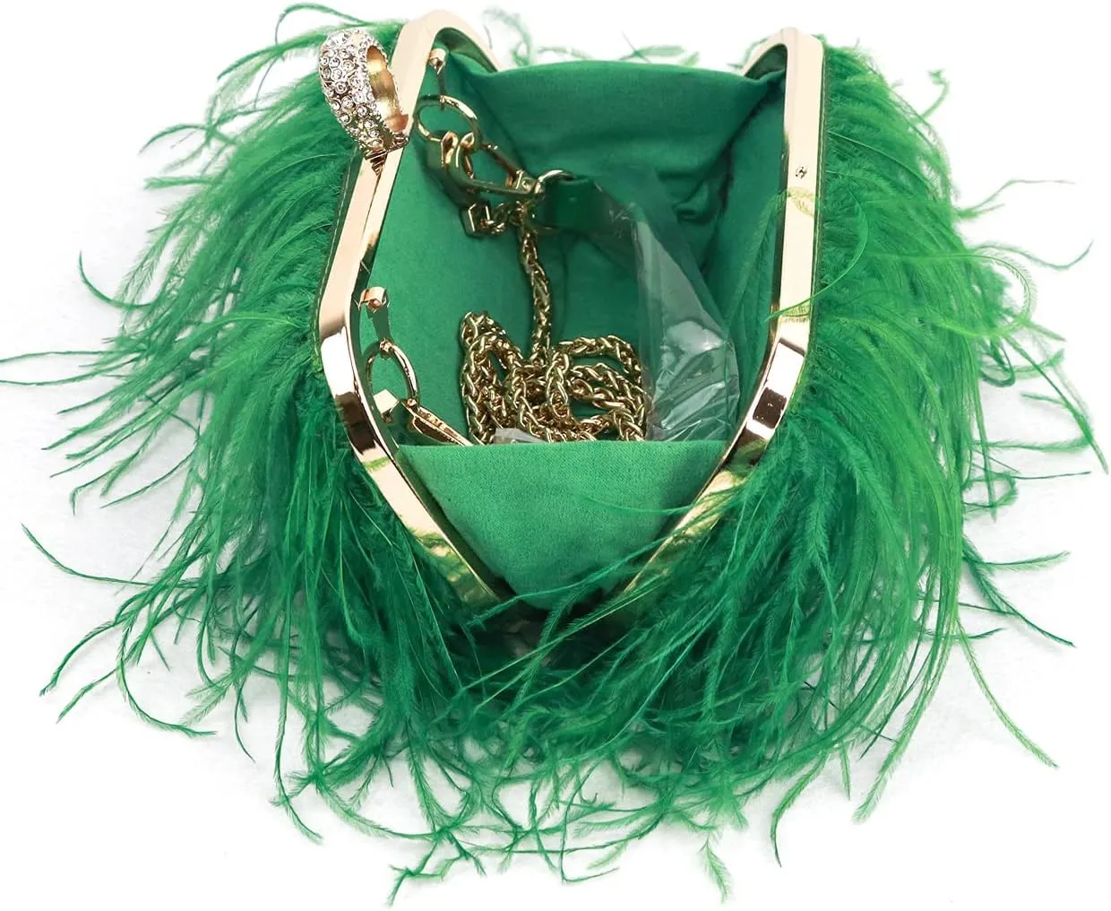 ZAKIA Women's Real Natural Ostrich Feather Tote Evening Dress Bag Shoulder Bag Party Money Bag Wallet Clutch