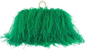 ZAKIA Women's Real Natural Ostrich Feather Tote Evening Dress Bag Shoulder Bag Party Money Bag Wallet Clutch