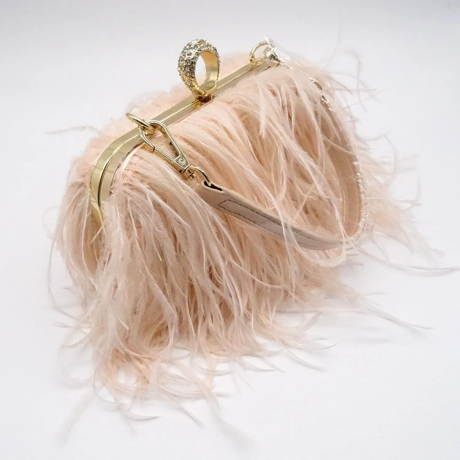 ZAKIA Women's Real Natural Ostrich Feather Tote Evening Dress Bag Shoulder Bag Party Money Bag Wallet Clutch