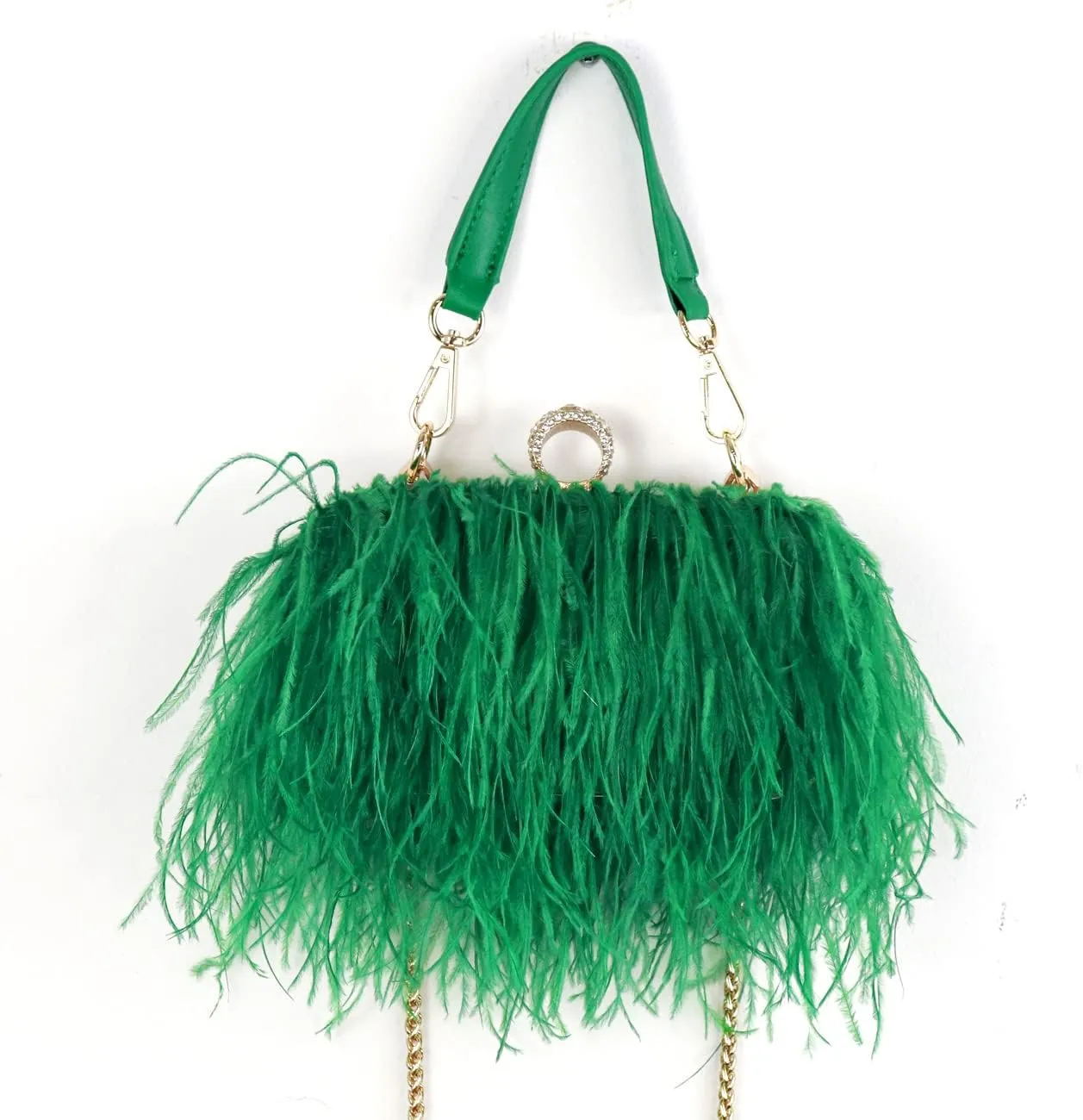 ZAKIA Women's Real Natural Ostrich Feather Tote Evening Dress Bag Shoulder Bag Party Money Bag Wallet Clutch