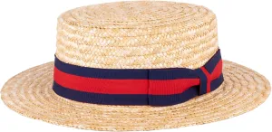 ZAKIRA Classic Straw Boater Hat Handmade from Natural Straw