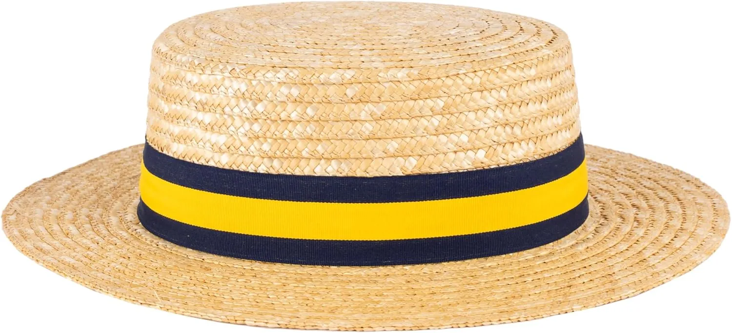 ZAKIRA Classic Straw Boater Hat Handmade from Natural Straw