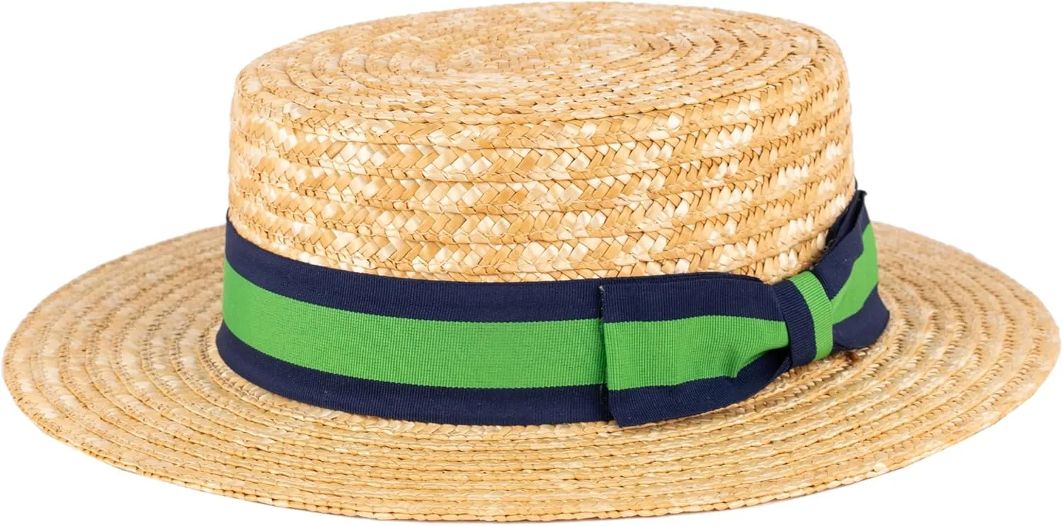 ZAKIRA Classic Straw Boater Hat Handmade from Natural Straw