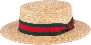 ZAKIRA Classic Straw Boater Hat Handmade from Natural Straw