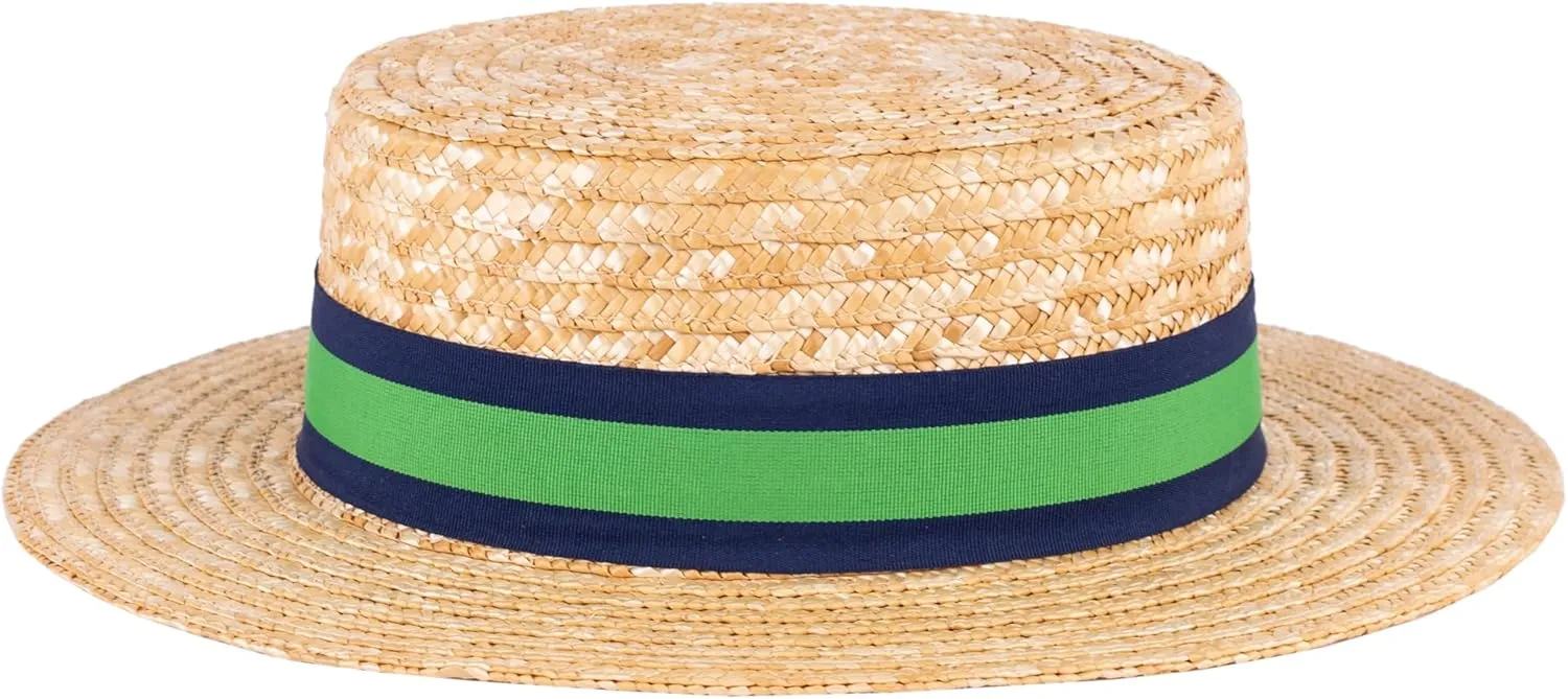 ZAKIRA Classic Straw Boater Hat Handmade from Natural Straw