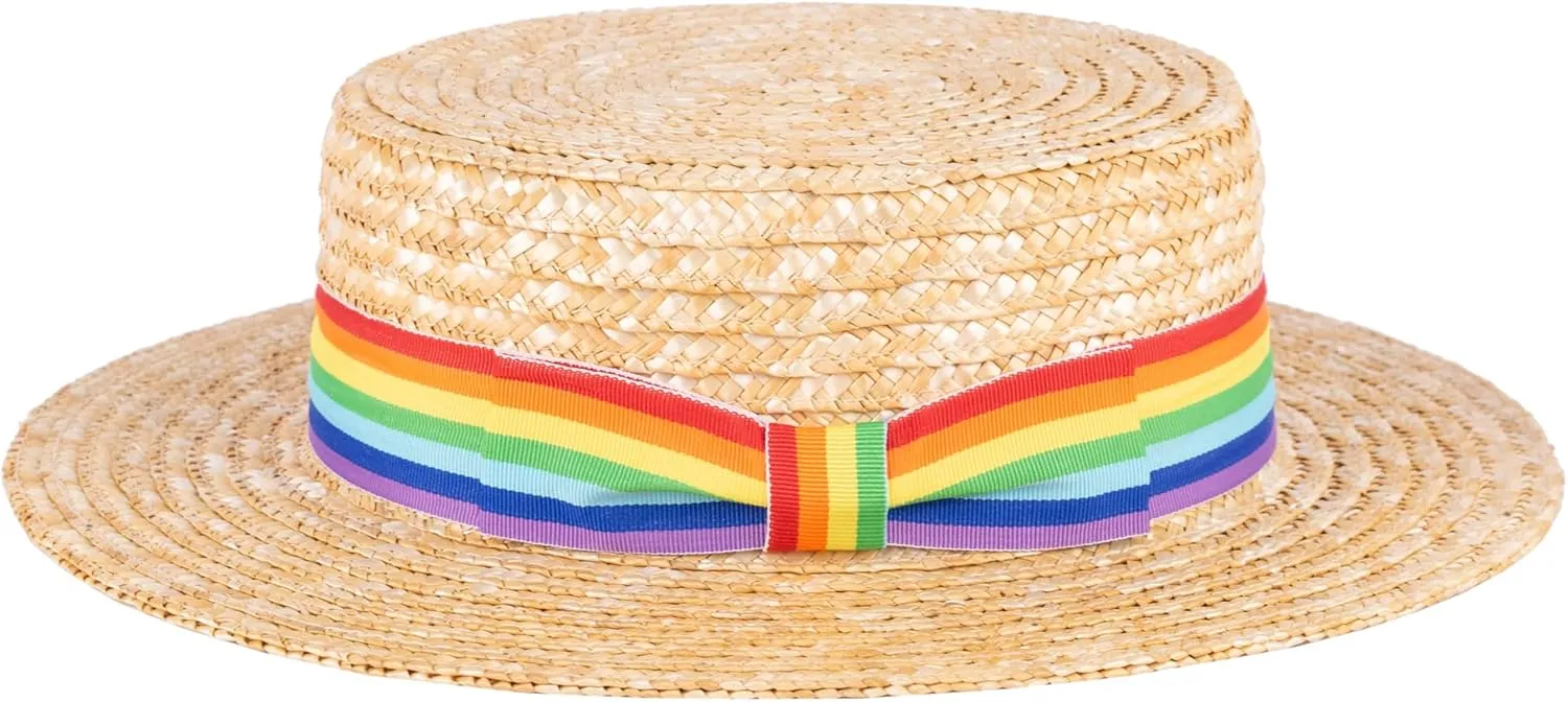 ZAKIRA Classic Straw Boater Hat Handmade from Natural Straw