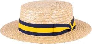 ZAKIRA Classic Straw Boater Hat Handmade from Natural Straw