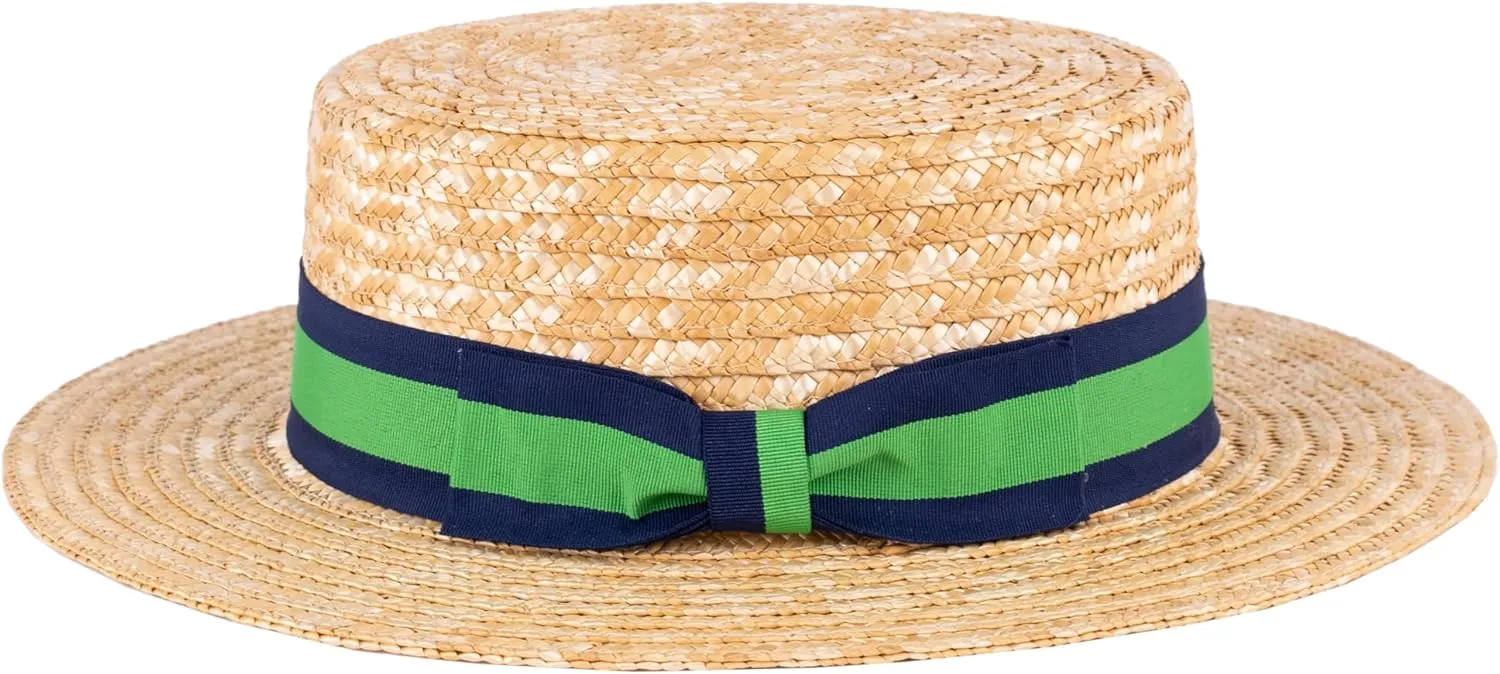 ZAKIRA Classic Straw Boater Hat Handmade from Natural Straw