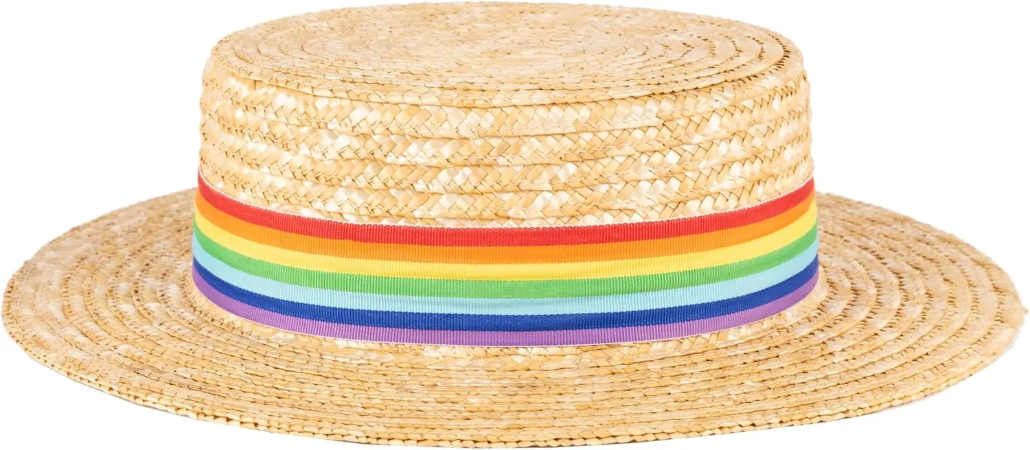 ZAKIRA Classic Straw Boater Hat Handmade from Natural Straw