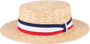 ZAKIRA Classic Straw Boater Hat Handmade from Natural Straw