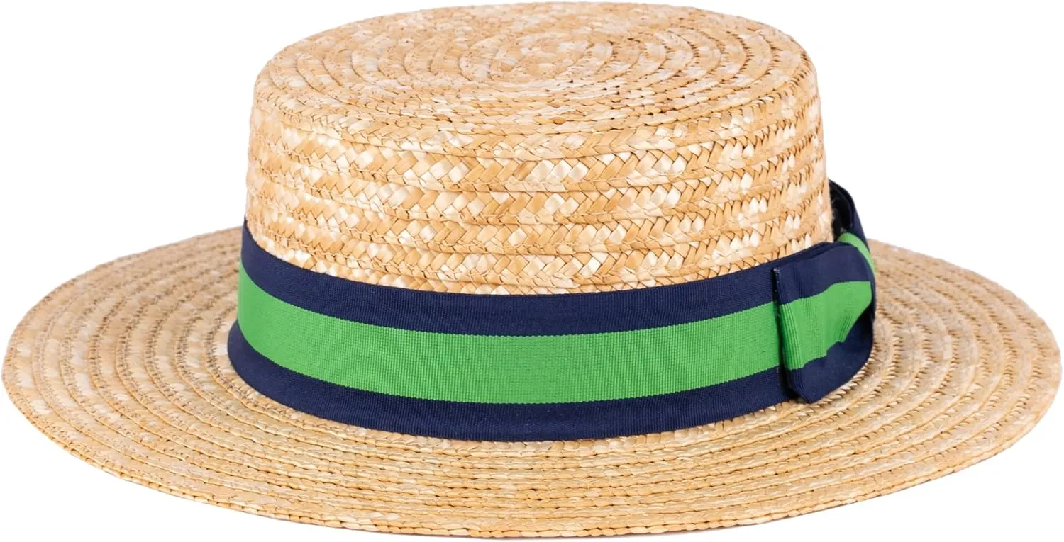 ZAKIRA Classic Straw Boater Hat Handmade from Natural Straw