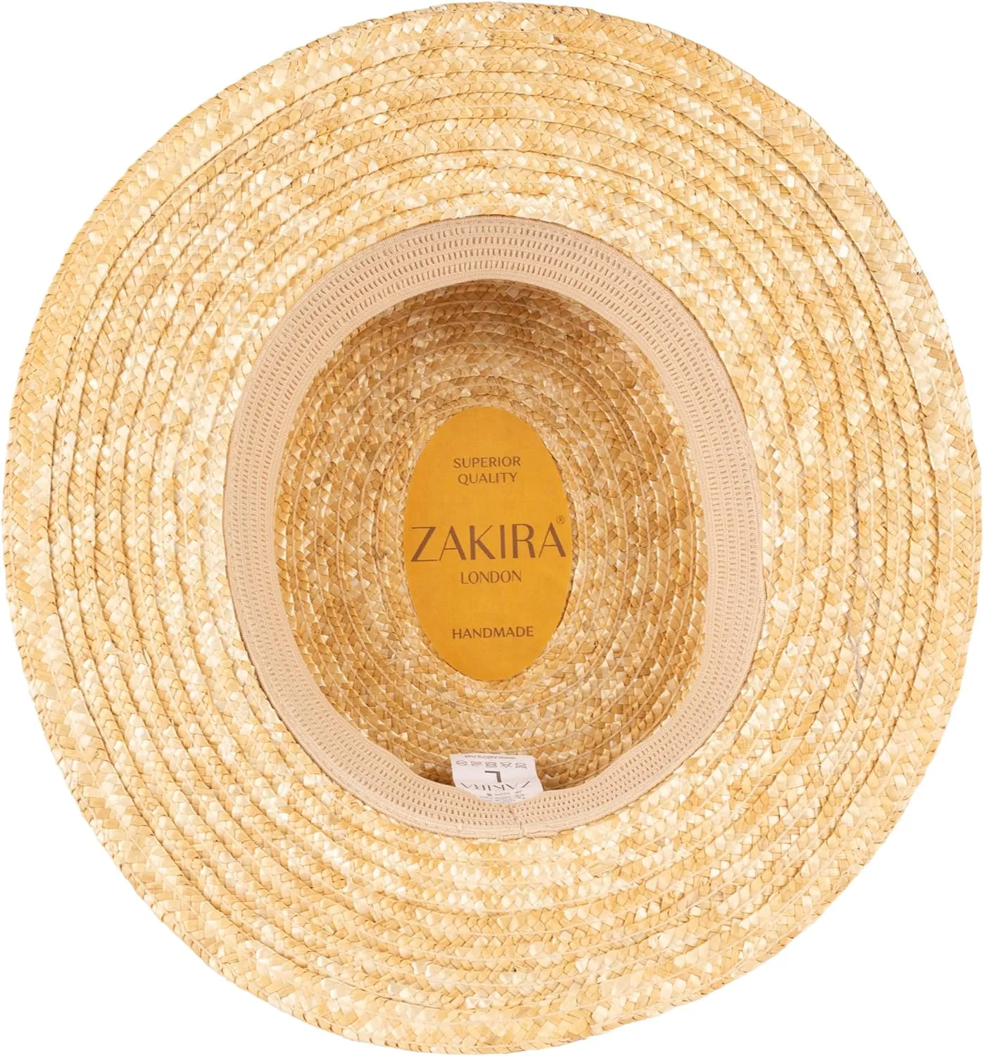 ZAKIRA Classic Straw Boater Hat Handmade from Natural Straw