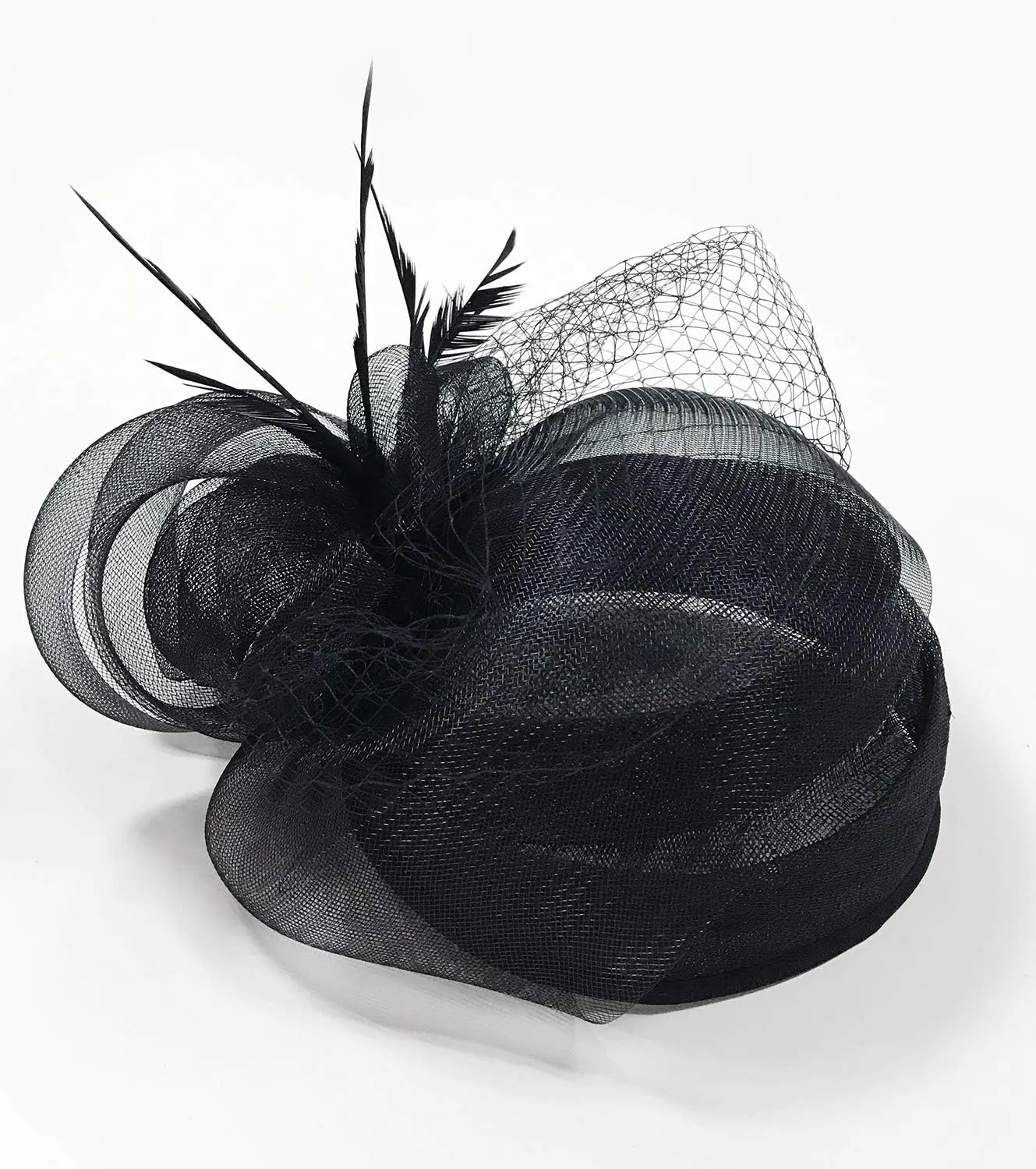 Z&X Sinamay Fascinator Hat Floral Feather Pillbox Derby Hats for Women Wedding Tea Party with Headband Clip