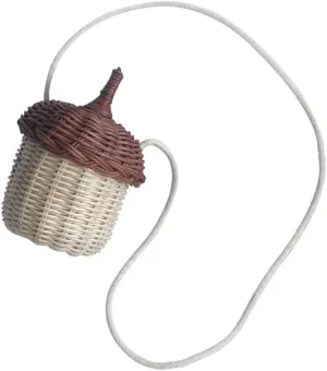 Zerodeko Hanging Planters Straw Shoulder Bag Rattan Bags Wicker Woven Purse Pine Cone Mini Acorn Shaped Handbag Bag for Shoulder Purse Hanging Basket Plant Shaped Purse Hanging Baskets