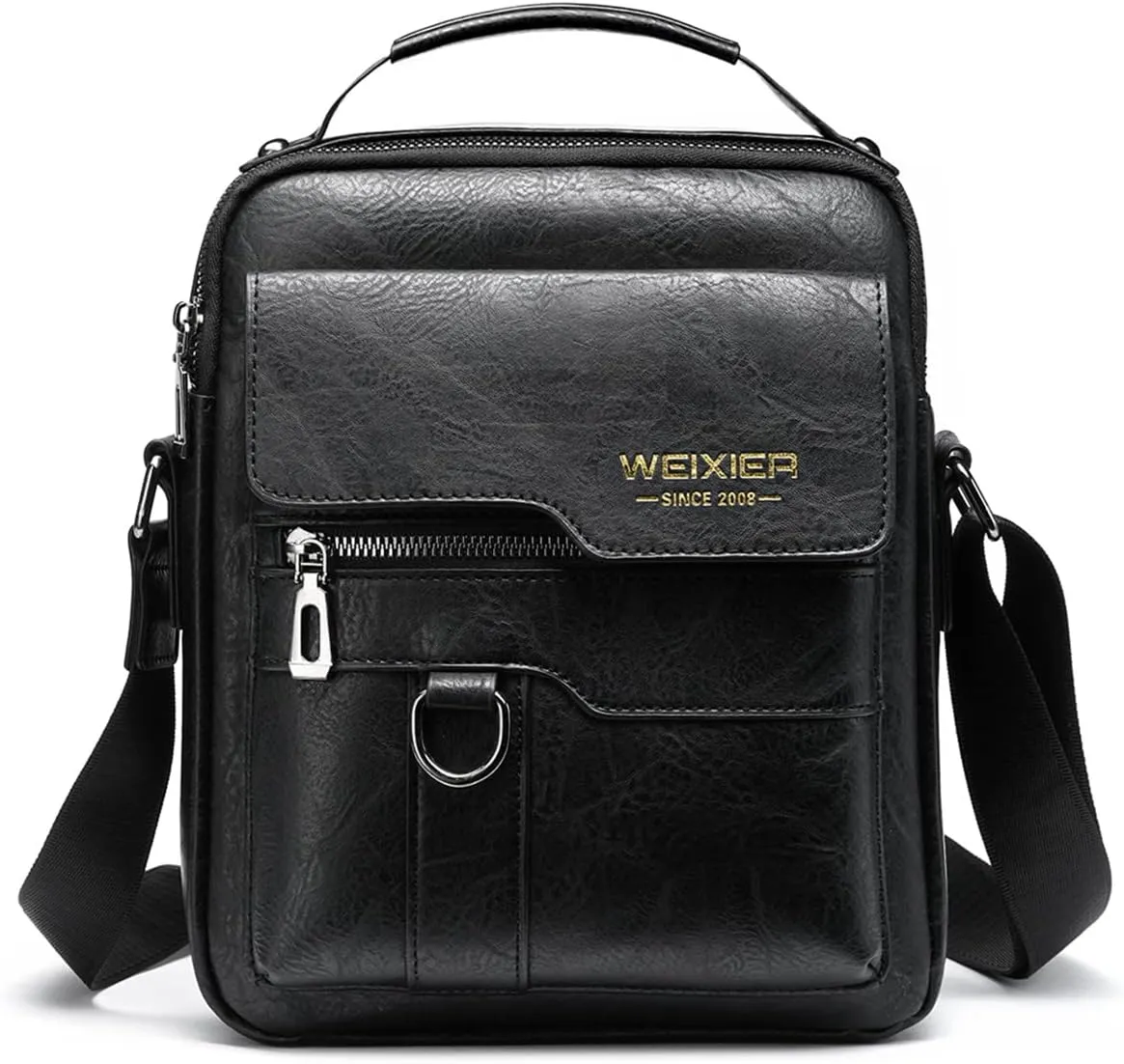 Zipper Buckle Leather Messenger Bag Crossbody Shoulder Bag Vintage Handle Bags