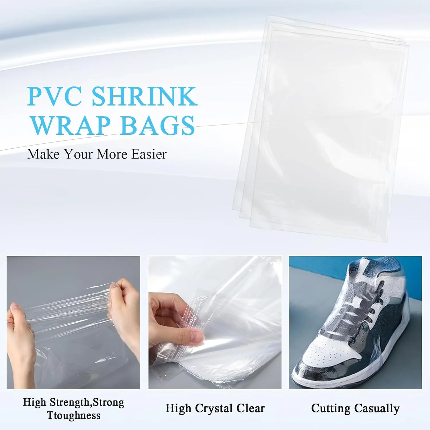 Zonon 100 Pieces Heat Shrink Wrap Bags 14 x 20 Inch Clear Odorless POF Heat Shrink Film Wrap for Packaging, DIY Handmade Crafts, Shoes Dust-Proof