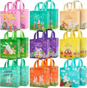 ZUIYIN 18Pcs Easter Gift Bags with Handles for Kids - Non-Woven Bags for Easter Baskets, Egg Hunt Game, Party